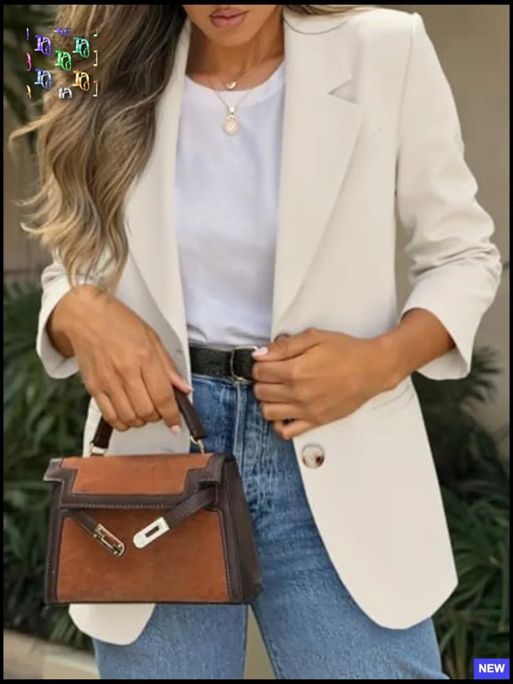 Oversized Blazer Lightweight Minimalist Business Casual Button Down Loose Fit - Picture 3 of 7